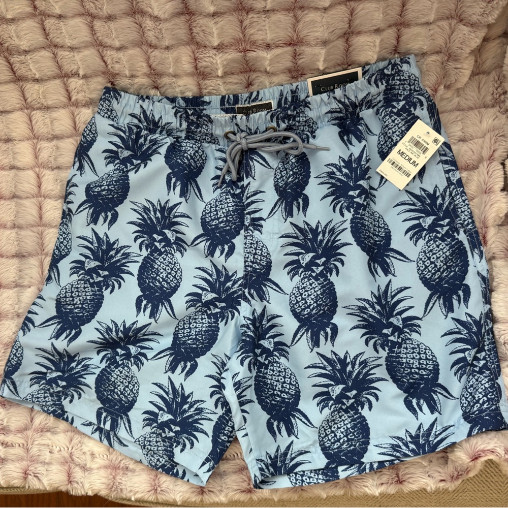 Club Room Blue Pineapple Print Swim Shorts